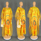 Yellow ground African print kaftan with sheer mesh oversleeves, Fit 2 yellow option photo