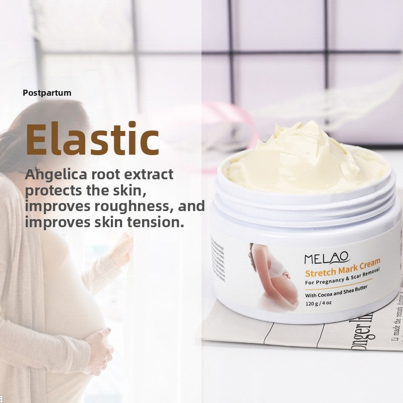 Stretch mark cream jar shown from the side profile angle