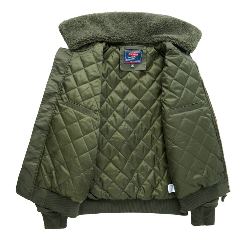 Black flight bomber jacket showing ribbed knit cuffs, hem and sleeve zip pocket
