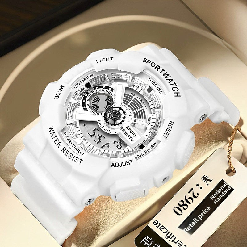 Watch held up by a child showing the lit dial proudly