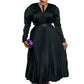 Black pleated maxi dress with blouson bodice and matching belt, Black option photo