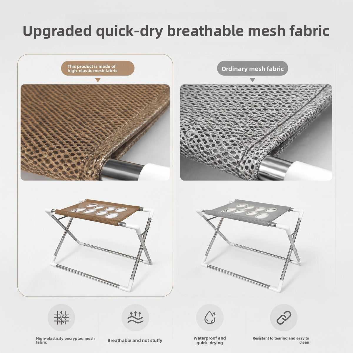 Foldable pet bathing stand, folding stainless steel frame with quick dry mesh