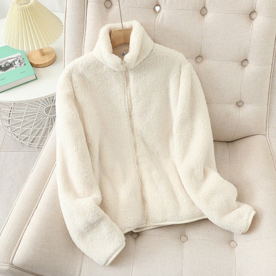Double-Sided Plush Fleece Zip Jacket