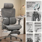 Callout panel showing the chair back lift, the 9D armrest and the 14 cm of seat depth travel