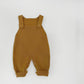 Colour and tone detail of the ribbed knit baby dungarees fabric