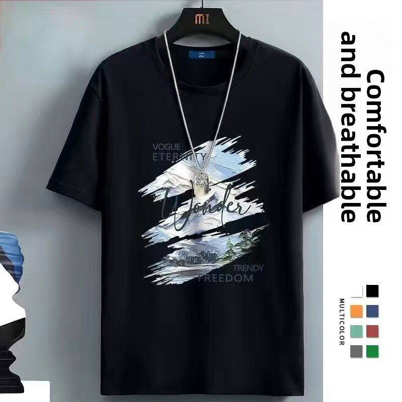 Men's ice silk tee worn on a warm day showing its light, breathable feel