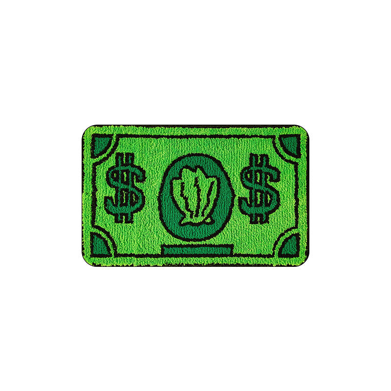 Cartoon Currency Faux Cashmere Rug | front view product shot