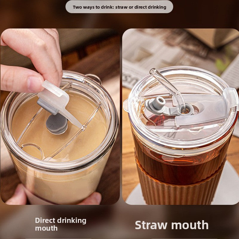 Cleaning brush placed next to the empty glass straw