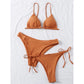 Women's Solid Color Bikini Three-Piece Swimsuit | packaging and presentation view