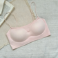 Womens seamless wireless bralette in cream white, low back view