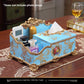 Cast resin home decor piece with vintage European molding, gold tone trim, and shell inlay surface