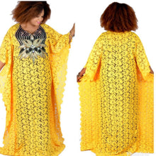 Womens Embroidered Guipure Lace Batwing Kaftan Maxi Dress