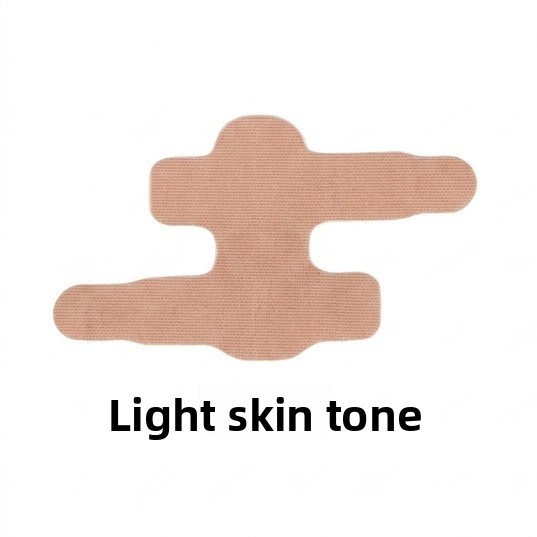 Single skin tone special shaped elastic cotton finger tape laid flat on a white background