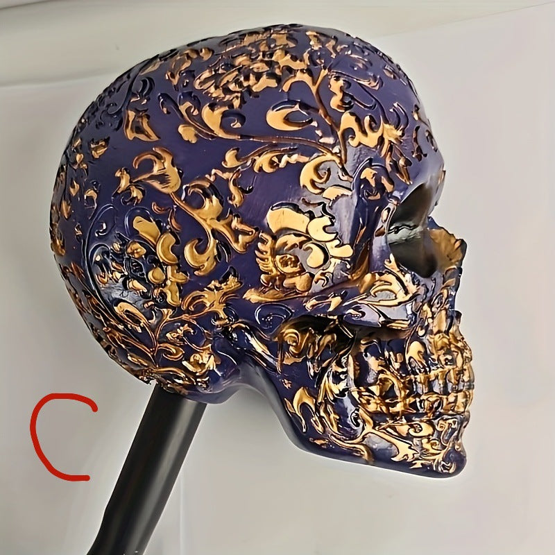 Splattered bone resin skull design for a punk motorcycle helmet wall rack