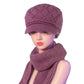 Fleece-Lined Knitted Winter Hat with Scarf Option