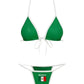 Brasil flag bikini set flat lay with contrast trim on both pieces