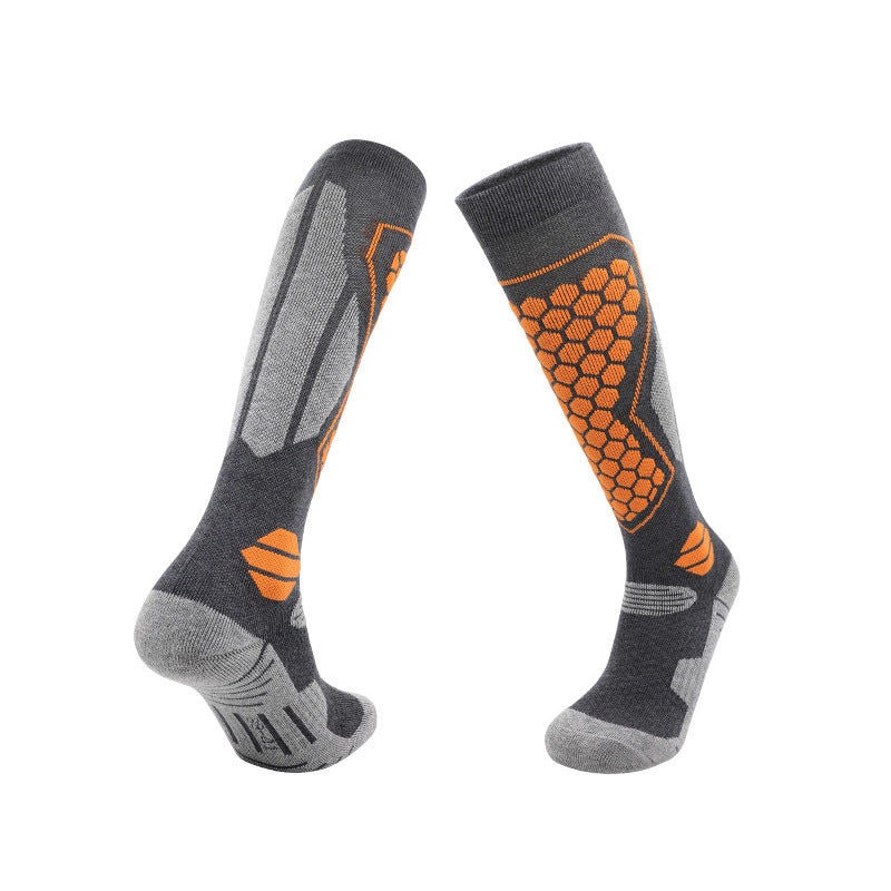 High tube sport ski socks with knit grip zones and a cushioned sole in a colourway pair