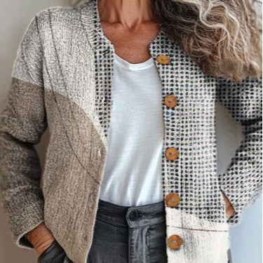 Vintage 3D Digital Print Cardigan Sweater for Women