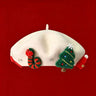 Christmas bow beret - off-white / 10 years old to adult 54 to 58cm