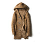 Loose-fitting, warm knit cardigan trench coat
