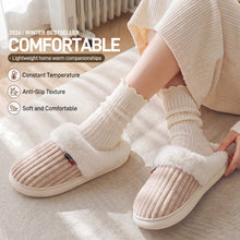 Plush Corduroy Indoor Slippers with Faux Fur Trim