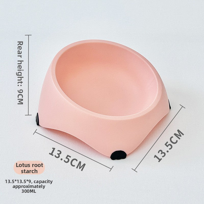 Stainless steel cat bowl in a tilted coloured stand with non slip feet