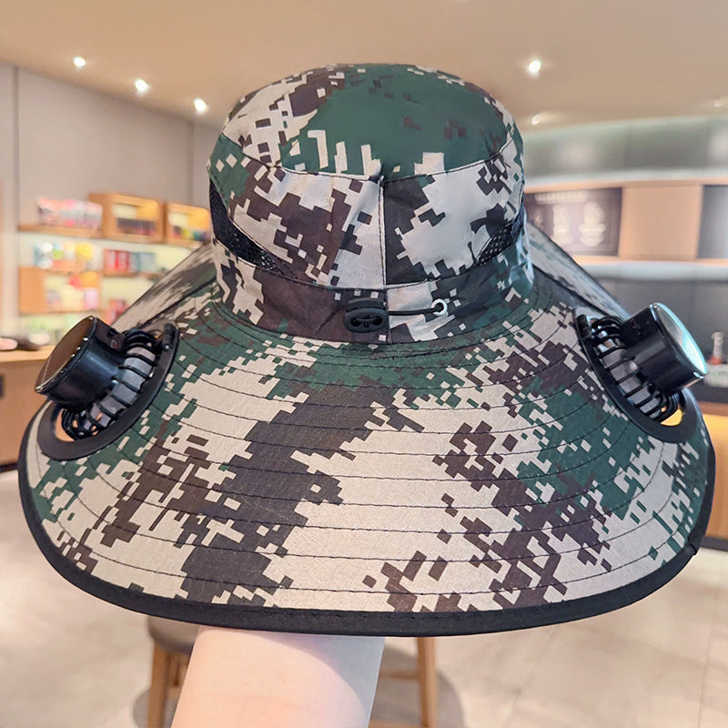 Solar Usb Fan Hat with Dual | in-use moment
