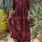 Womens Floral Print V-Neck Long Sleeve Dress