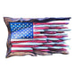 Front view of the layered wooden American flag wall art on a white background