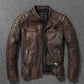Brown stand collar moto jacket with zip pockets, Brown Stand Collar Spring Autumn M option photo