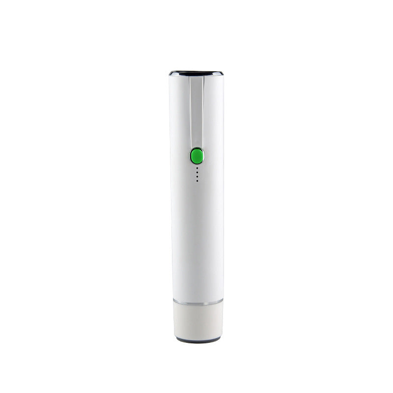 White handheld vacuum sealer with a green button