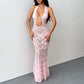 Womens Hollow Neck Lace Mermaid Dress