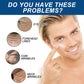 Man applying face cream with callouts pointing to eye, forehead and neck areas