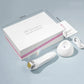 RF facial skin device held in one hand during an at-home facial care session