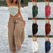 Elastic Waist Pleated Straight Leg Pants