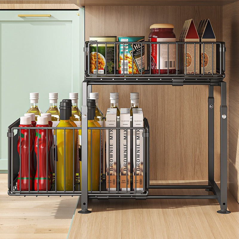 Pull-out Double Layer Kitchen Organizer Rack