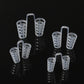 Four clear open lattice nose vents with slotted walls on a black background