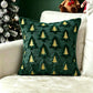 Plush carved cushion cover with gold flecked clovers on a deep green plush ground, view 43