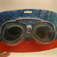 Blue green mirror aviator swim goggles sealed in a blue and red blister pack