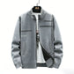 Men Fleece Lined Stand Collar Cardigan Sweater