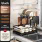 Black double layer dish rack, 42 by 29 by 36 cm, with cup rack and knife holder, option Double Layer Black