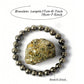 Pyrite crystal beaded bracelet worn on the wrist as a single stretch strand