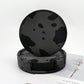 Black cow print PU leather round coaster set with a matching holder