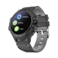 Black kids smart watch option photo with Camera, Gallery and Chat icons on the round touch display