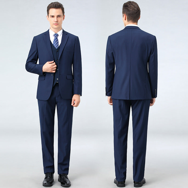 Classic wool blend three-piece men's suit front view
