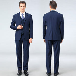 Classic wool blend three-piece men's suit front view