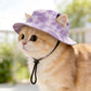 Pet bucket sun hat with ear holes and chin cord in an avocado print, view 51
