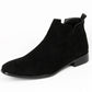 Suede black variant, size 44: black suede ankle boot with a square toe and a low heel on white