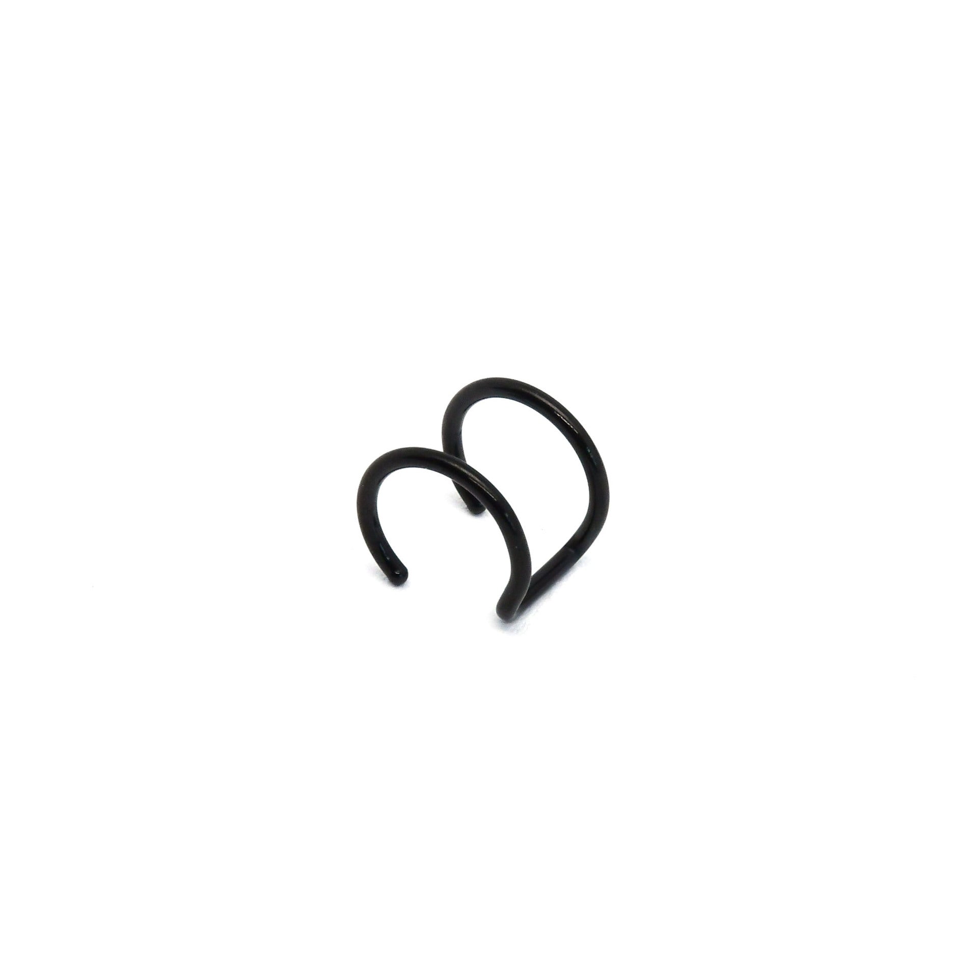 Steel ear cuffs with rounded ball detail where the two lines meet