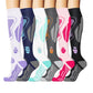 Knee high graduated compression sport socks displayed as a colour assortment